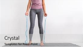  Presentation with resistance - PPT theme consisting of banded - resistance band fitness at home background and a light gray colored foreground