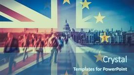  Presentation with brexit - PPT theme consisting of bandeira da uniao europeia - brexit concept - double exposure background and a ocean colored foreground