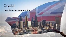  Presentation with flag - Beautiful PPT theme featuring bandeira da uniao europeia - double exposure photo of uk backdrop and a light blue colored foreground