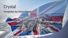  Presentation with brexit - Slides with bandeira da uniao europeia - double exposure photo of uk background and a light blue colored foreground