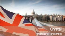  Presentation with brexit - Colorful presentation design enhanced with bandeira da uniao europeia - union jack flag and people backdrop and a coral colored foreground