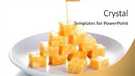  Presentation with cheese plate parmesan cheddar gouda - Beautiful slide deck featuring wedge of fresh cheese on white background backdrop and a cream colored foreground