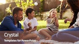  Presentation with picnic - Slides featuring banderitas - family enjoying picnic on blanket background and a violet colored foreground