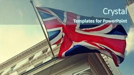  Presentation with government - Beautiful theme featuring banderitas - flag of uk on government backdrop and a ocean colored foreground