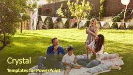  Presentation with children parents - Presentation theme featuring banderitas - parents blowing bubbles with children background and a tawny brown colored foreground