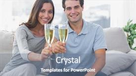  Presentation with flutes - Beautiful slide deck featuring banderitas - portrait of lovers toasting their backdrop and a ocean colored foreground