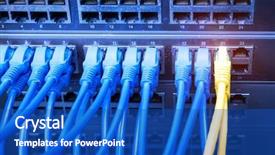  Presentation with bandwidth network - Amazing presentation theme having bandwidth management - ethernet cable on network switches backdrop and a  colored foreground