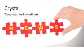  Presentation with news - PPT theme consisting of bandwidth management - hand and puzzle news isolated background and a  colored foreground