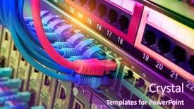  Presentation with switches - Presentation design consisting of bandwidth management - network cables connected in network background and a  colored foreground