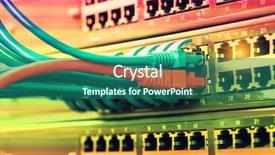  Presentation with switches - Theme featuring bandwidth management - network cables connected in network background and a  colored foreground