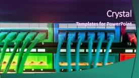  Presentation with bandwidth network - Amazing presentation design having bandwidth management - network panel switch and cable backdrop and a  colored foreground