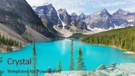  Presentation with beautiful moraine lake - Slide set featuring banff national park canada background and a teal colored foreground