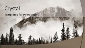  Presentation with banff national park - PPT theme featuring banff national park foggy mountains background and a light gray colored foreground