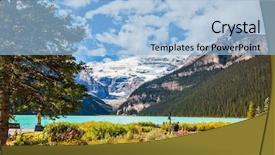  Presentation with banff national park - Theme consisting of banff national park rocky mountains canada the picturesque promenade at lake louise the emerald waters of the lake surrounded by mountains glaciers and pine forests background and a light blue colored foreground
