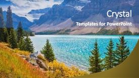  Presentation with water park - Slides having banff national park background and a ocean colored foreground