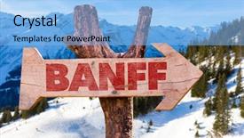  Presentation with winter - Presentation theme featuring banff wooden sign with winter background and a light blue colored foreground