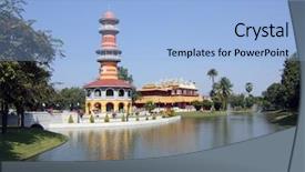  Presentation with royal - Presentation theme consisting of bang pa-in royal residence background and a light blue colored foreground