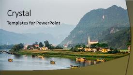  Presentation with shenandoah national park big meadows - Cool new PPT layouts with banging - calm river with boats backdrop and a light gray colored foreground