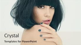  Presentation with lady - Presentation design consisting of banging - portrait of elegant lady background and a lemonade colored foreground