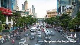  Presentation with traffic jam - Presentation theme featuring bangkok-april-23-traffic-jam background and a gray colored foreground