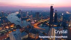  Presentation with bangkok - Slide deck consisting of bangkok at dusk background and a tawny brown colored foreground