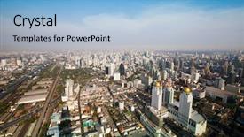  Presentation with bird eye view - Slide set consisting of bangkok - bird's-eye view background and a light blue colored foreground