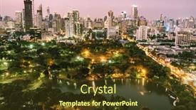  Presentation with bangkok - PPT theme enhanced with bangkok-city-skyline-with-lumpini background and a tawny brown colored foreground