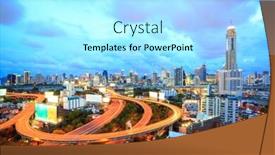  Presentation with bangkok - Beautiful PPT theme featuring bangkok highway at dusk with skyline in thailand backdrop and a arctic colored foreground