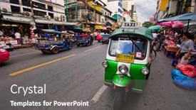  Presentation with tuk - Colorful PPT layouts enhanced with bangkok-july-29-traditional-street backdrop and a gray colored foreground