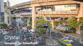  Presentation with traffic jam - Presentation with bangkok-mar-8-traffic-jam background and a gray colored foreground