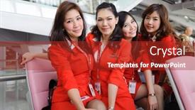  Presentation with airasia - Audience pleasing presentation theme consisting of bangkok-oct-27-airasia-crew backdrop and a crimson colored foreground