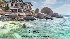  Presentation with island resort - Beautiful PPT theme featuring bangkok pattaya tour - typical resort view at koh backdrop and a mint green colored foreground