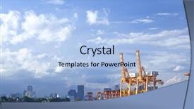  Presentation with terminal - Presentation design with bangkok port terminal for shipping background and a  colored foreground