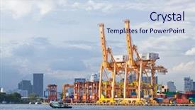  Presentation with logistics logistic import export - Audience pleasing slide deck consisting of bangkok port terminal for shipping backdrop and a sky blue colored foreground