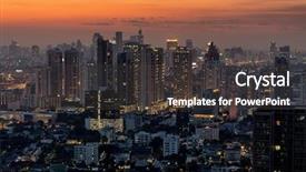  Presentation with bangkok - Audience pleasing presentation theme consisting of bangkok skyline at dusk view backdrop and a dark gray colored foreground