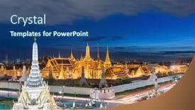  Presentation with buddha - Beautiful PPT theme featuring bangkok-thailand-at-the-temple backdrop and a ocean colored foreground