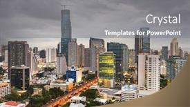  Presentation with bangkok - Slide deck consisting of bangkok-thailand-cityscape-at-dusk background and a gray colored foreground