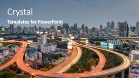  Presentation with bangkok - Theme having bangkok-thailand-cityscape-at-dusk background and a seafoam green colored foreground