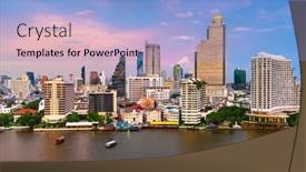  Presentation with thailand - Presentation theme having bangkok-thailand-cityscape-over background and a light blue colored foreground