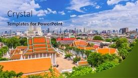  Presentation with bangkok - Slide deck with bangkok-thailand-cityscape background and a light blue colored foreground