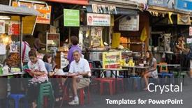 Presentation with street food - Presentation theme consisting of bangkok-thailand-february-16-2015 background and a gray colored foreground
