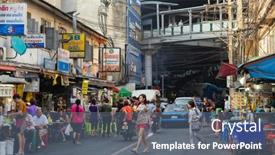  Presentation with street food - Presentation theme consisting of bangkok-thailand-february-16-2015 background and a gray colored foreground