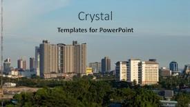  Presentation with city buildings - Colorful presentation design enhanced with bangkok-thailand-july-28-2019 backdrop and a light blue colored foreground