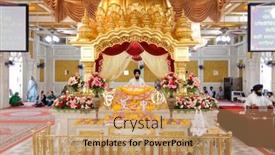  Presentation with thai temple - Colorful slide set enhanced with bangkok-thailand-oct-26-2011 backdrop and a coral colored foreground