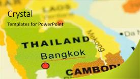  Presentation with bangkok - Colorful slide deck enhanced with bangkok thailand on map backdrop and a yellow colored foreground