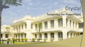  Presentation with royal - Presentation design featuring bangkok-thailand-royal-palace background and a light blue colored foreground