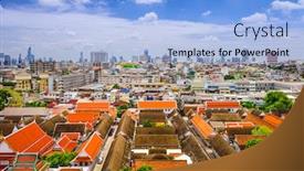 Presentation with bangkok - Presentation design featuring bangkok-thailand-skyline-over-temple background and a light blue colored foreground