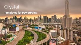  Presentation with towers - Presentation theme with bangkok-thailand-urban-cityscape background and a coral colored foreground