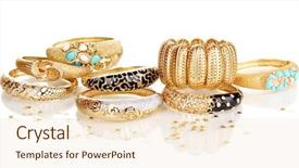  Presentation with black and gold and white - Slide deck enhanced with bangles - elegant and fashion golden bracelets background and a lemonade colored foreground