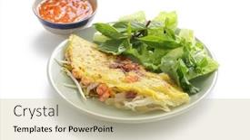  Presentation with pancake - PPT theme having banh-xeo-vietnamese-crepe-vietnamese background and a coral colored foreground